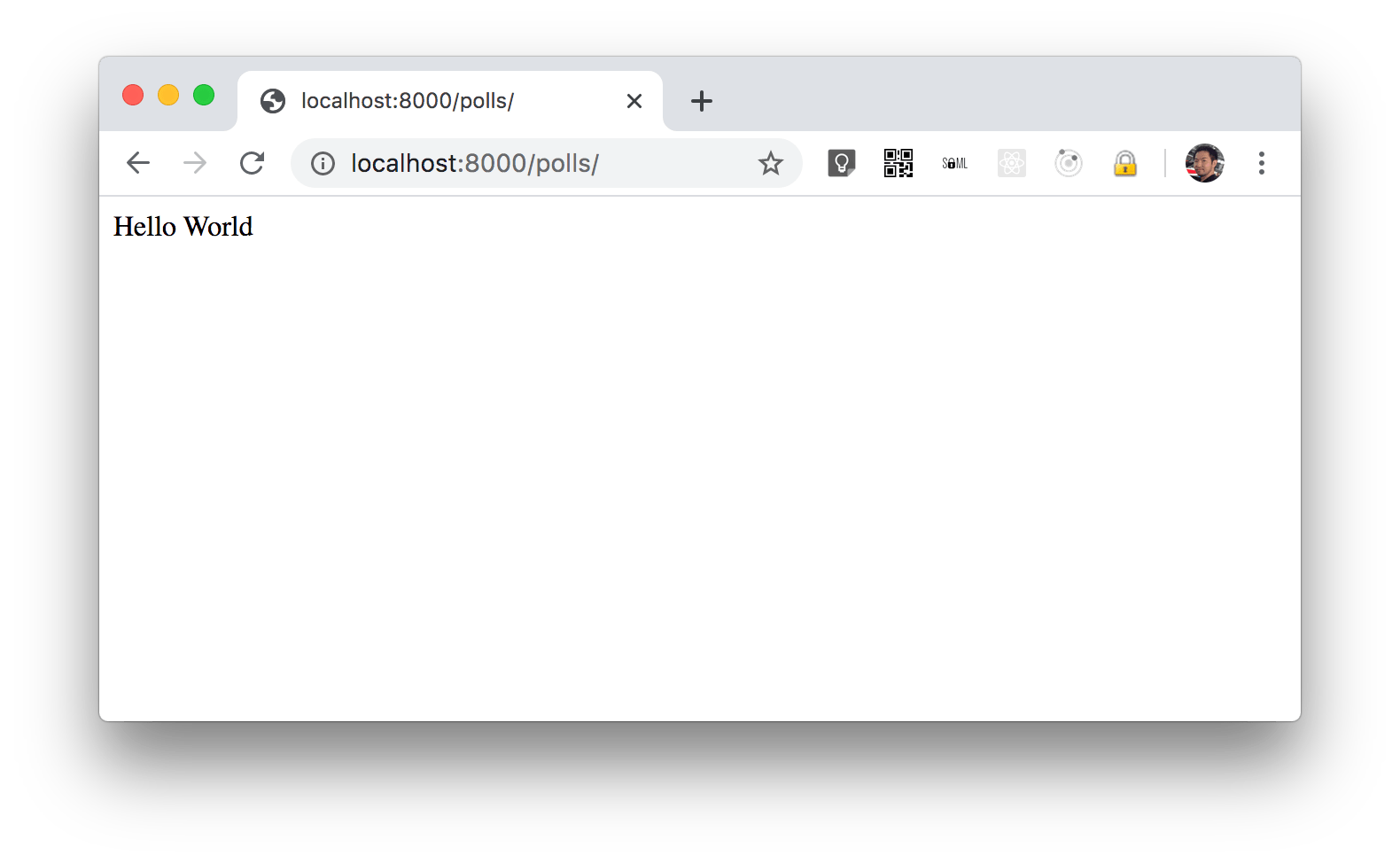 HelloWorldと表示されたブラウザ画面