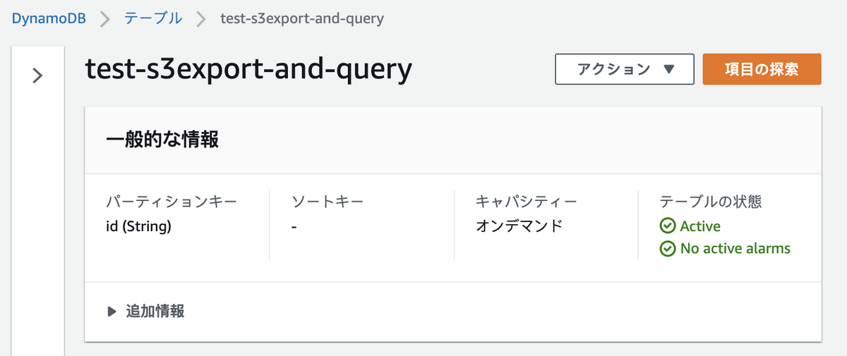 DynamoDBテーブル作成