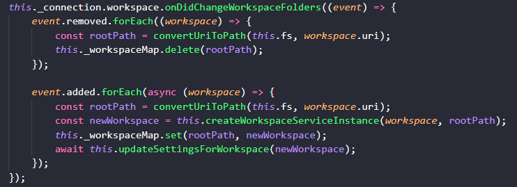 workspace/didChangeWorkspaceFolders
