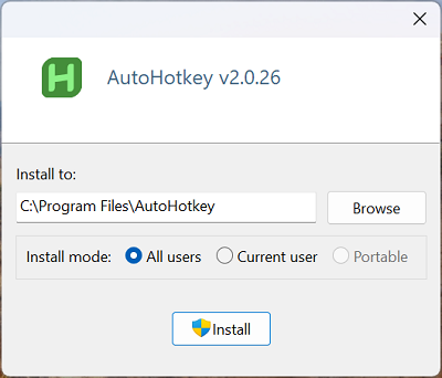 AutoHotkey_v2のインストーラ