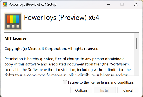PowerToysのインストーラ